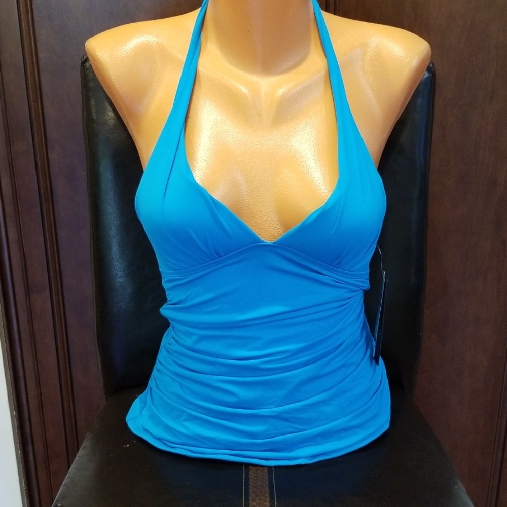 Apt. 9 Bright Turquoise Halter Tankini Top